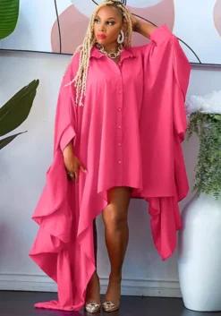 Plus Size Women's Autumn And Winter Fashion Irregular Cardigan Solid Color Loose Dress -Women Fashion Shop ea4ed8a8763b6344