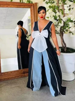 Women Sexy V Neck Big Bow Slit Dress 14 Women Sexy V Neck Big Bow Slit Dress -Women Fashion Shop ea73268298269aa4