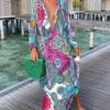 Women Printed V-Neck Long Sleeve Long Dress -Women Fashion Shop ea95bbe7741dbb1e