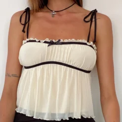 Women Lace-up Bow Suspender Sexy Solid Lace Top -Women Fashion Shop ead6e2ba0e09966f