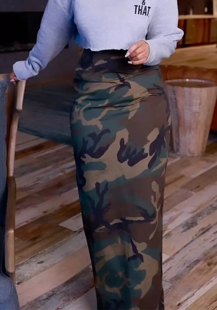 Women Camouflage Slit Skirt 12 Women Camouflage Slit Skirt - Image 10