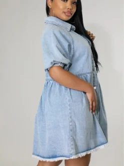 Women Casual Turndown Collar Short Sleeve Denim Shirt Dress 14 Women Casual Turndown Collar Short Sleeve Denim Shirt Dress -Women Fashion Shop eaf53c8a0bc6c772
