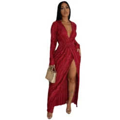 Fall Slit Long Sleeve Evening Dress With Full Sleeves -Women Fashion Shop eb81f3d78bab8a77