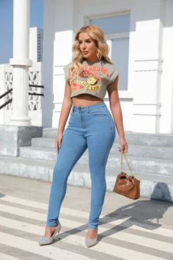 Women's Stretch Tight Fitting High Waist Washed Denim Pants -Women Fashion Shop eda338747c5c8daa