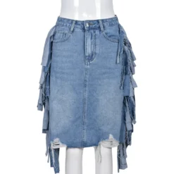 Fashion Ripped Tassel Wash Denim Sexy Bodycon Skirt Women -Women Fashion Shop edc27bcd80d42132