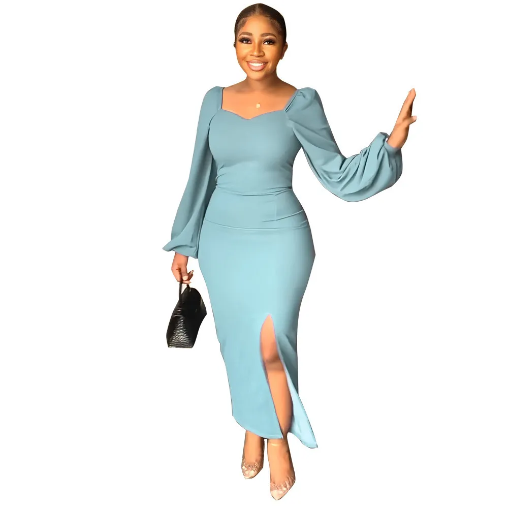 Women Fit Sexy Backless Long Sleeve Slit Dress 5 Women Fit Sexy Backless Long Sleeve Slit Dress - Image 3