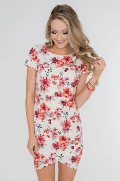 Women Cropped Round Neck Print Short Sleeve Dress -Women Fashion Shop ee8532a13180530b