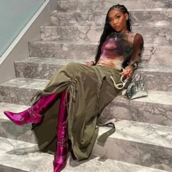 Women's Fashion Style Pocket Slit Tassel Drawstring Pleated Skirt -Women Fashion Shop eee85137dc6c123c