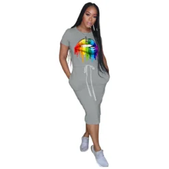 Classic Simple Casual Lip Drawstrings Waist Shirt Dress -Women Fashion Shop ef9dde1f16dda688