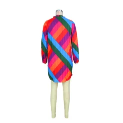 Women Long Sleeve Pleated Rainbow Print Dresses -Women Fashion Shop f0f925123e97ca4b