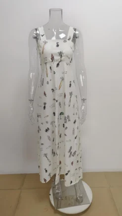 Bow Lace-Up Summer Women's Printed Strap Casual Long Dress -Women Fashion Shop f1559cdfb4166cbd