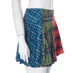 Women Autumn And Winter Contrast Color Plaid Pleated Skirt -Women Fashion Shop f155e57ea7db9e1e