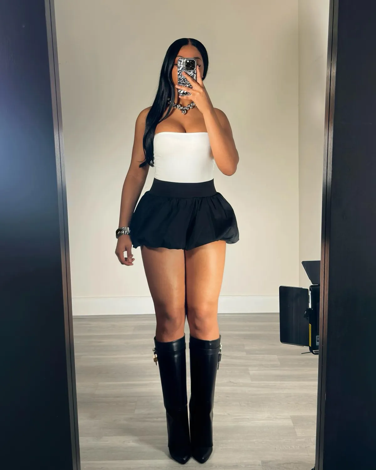 Women Solid Stretch Pleated Skirt Bubble Skirt 3 Women Solid Stretch Pleated Skirt Bubble Skirt