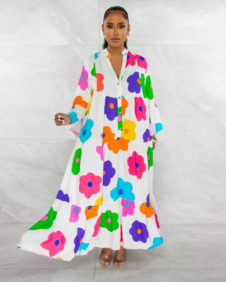 Women Floral Print Loose Long Dress 14 Women Floral Print Loose Long Dress - Image 12