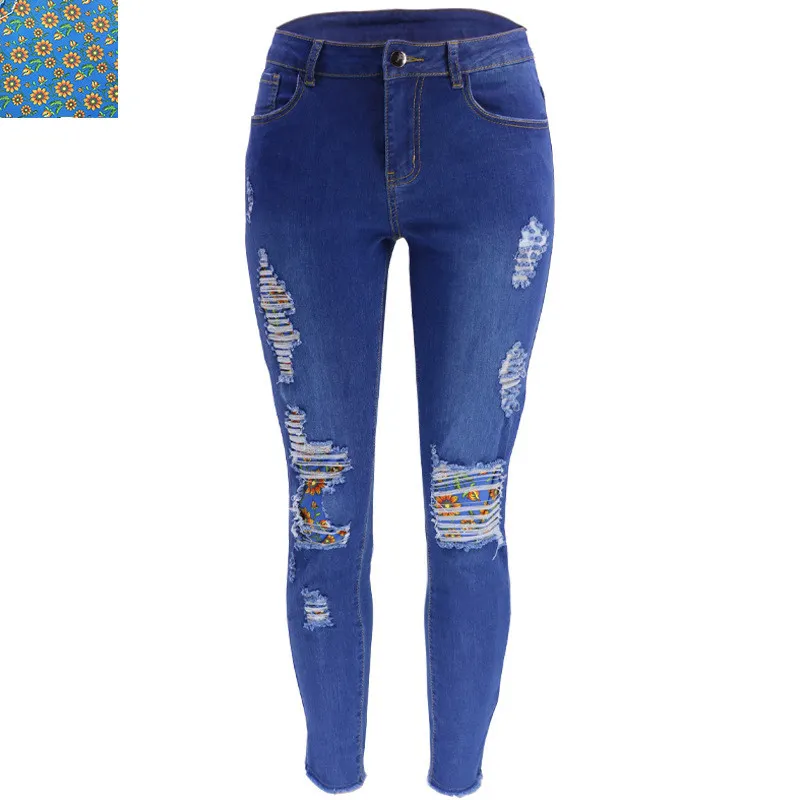 Fall New Fashion Ripped Patch Women Denim Pants Jeans 13 Fall New Fashion Ripped Patch Women Denim Pants Jeans - Image 11