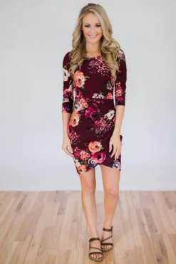 Sprint Women'S Three Quarter Sleeve Floral Printed Irregular Casual Dress -Women Fashion Shop f275f60ebe5bc218