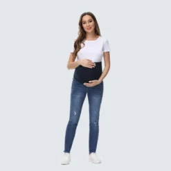 Women's Tight Fitting Maternity Denim Pants -Women Fashion Shop f2d01f7676a37972