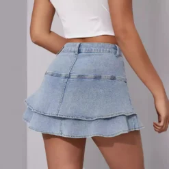 Women's Puff Skirt Fashion Stretch Washed Denim Skirt -Women Fashion Shop f32f81e31b275932