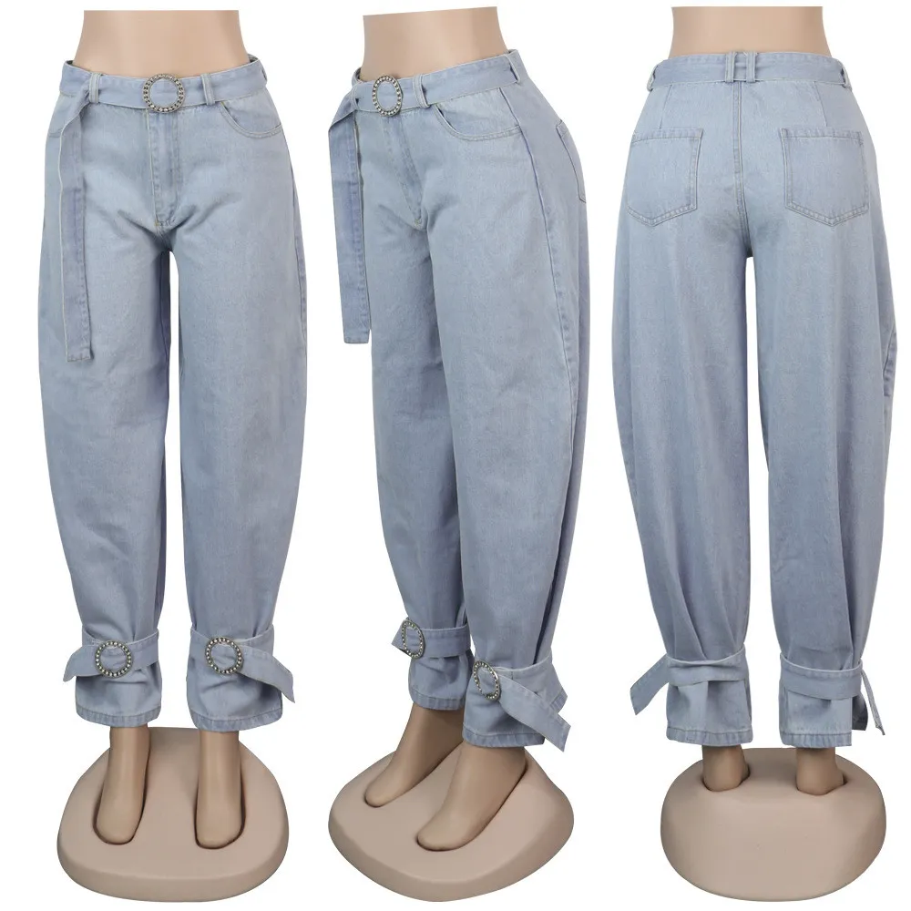 High Waist Belt Denim Pants 4 High Waist Belt Denim Pants - Image 2