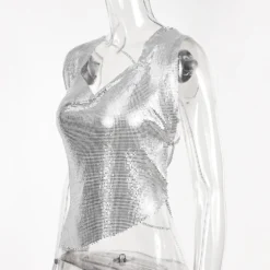 Women Irregular Sequin Vest Metal Chain Backless Top -Women Fashion Shop f3f10d9ecb3d0b3c