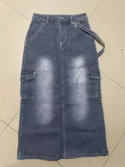 Pocket Stretch Denim Long Skirt -Women Fashion Shop f4227dd19d249f5a