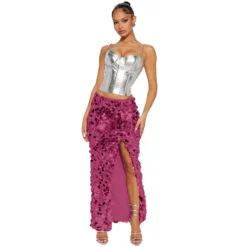 Sexy Women's Slit Sequined Long Skirt -Women Fashion Shop f49705e510941fc7