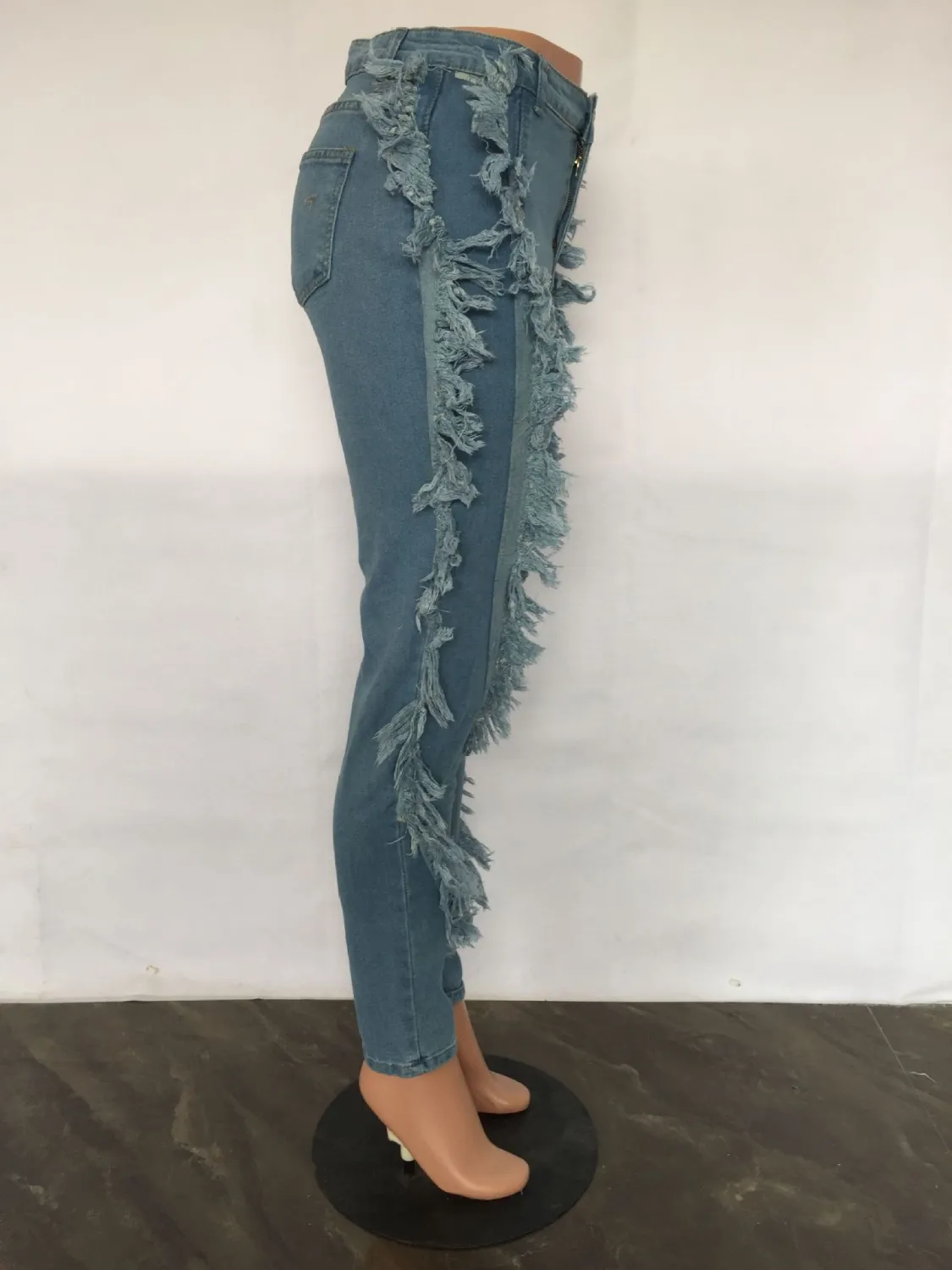 Women's Ripped Fashion Fringe Sexy Slim Skinny Jeans 10 Women's Ripped Fashion Fringe Sexy Slim Skinny Jeans - Image 9