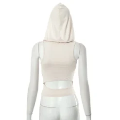 Women's Summer Solid Color Casual Sleeveless Hooded Cutout Slim Fit Sports Tank Top -Women Fashion Shop f53624355b5ee5f6