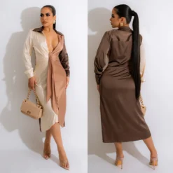 Women's Sexy Solid Color Patchwork Lace-Up V-Neck Long Sleeve Dress 13 Women's Sexy Solid Color Patchwork Lace-Up V-Neck Long Sleeve Dress -Women Fashion Shop f57abb7364358567