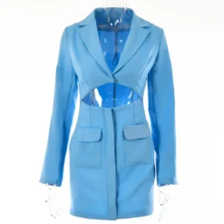 Dress Women'S Solid Long Sleeve Cutout Turndown Collar Long Sleeve Blazer Dress -Women Fashion Shop f5b98e62df8cd654