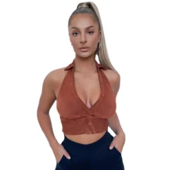 Summer V Neck Vest Top Crop Halter Neck Type Low Back Sexy Slim Tank Top -Women Fashion Shop f68c960929b57115