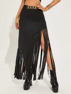 Dark Fringed Punk Style Sexy Tassel Skirt -Women Fashion Shop f7a9d41bf0373c03