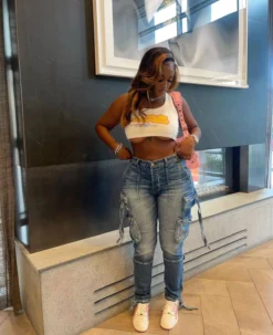 Washed Low-Rise Zippered Pocket Cargo Stretch Denim Pants -Women Fashion Shop f7bbb5dce71b6fbd