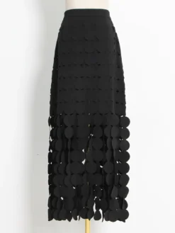 Autumn Fashion Chic Hollow Polka Dot Slim Fit Fringe Skirt -Women Fashion Shop f82ebb3f0e44f40a