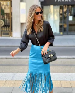 Street Trend Fall/Winter Tassel Patchwork Leather Skirt -Women Fashion Shop f8471f8cbba60328