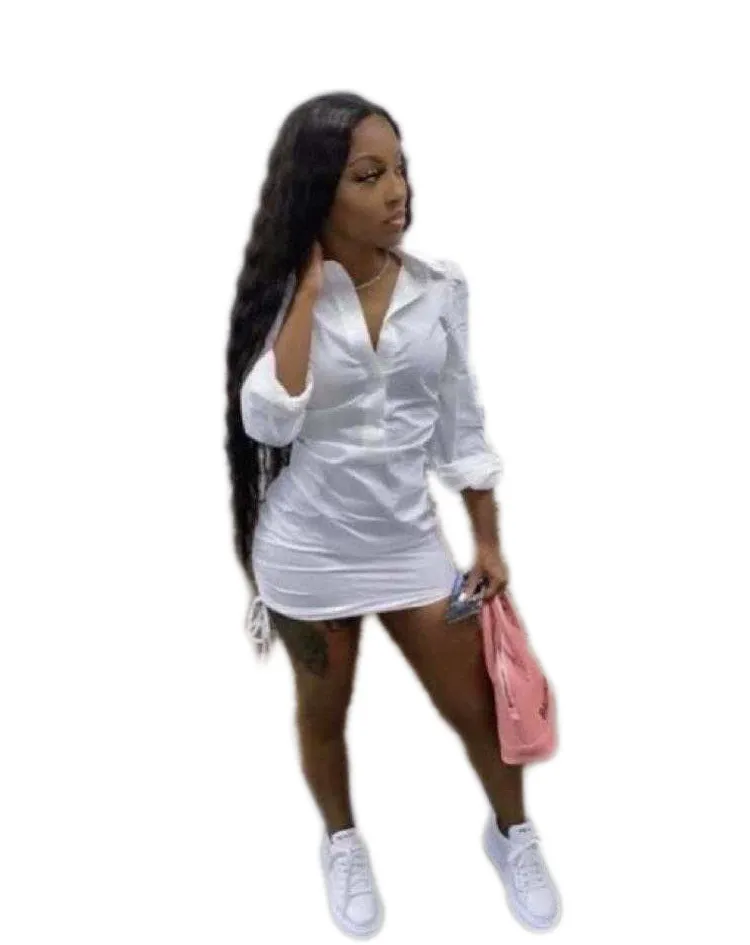 Ladies Solid Deep V Shirt Dress 10 Ladies Solid Deep V Shirt Dress - Image 8