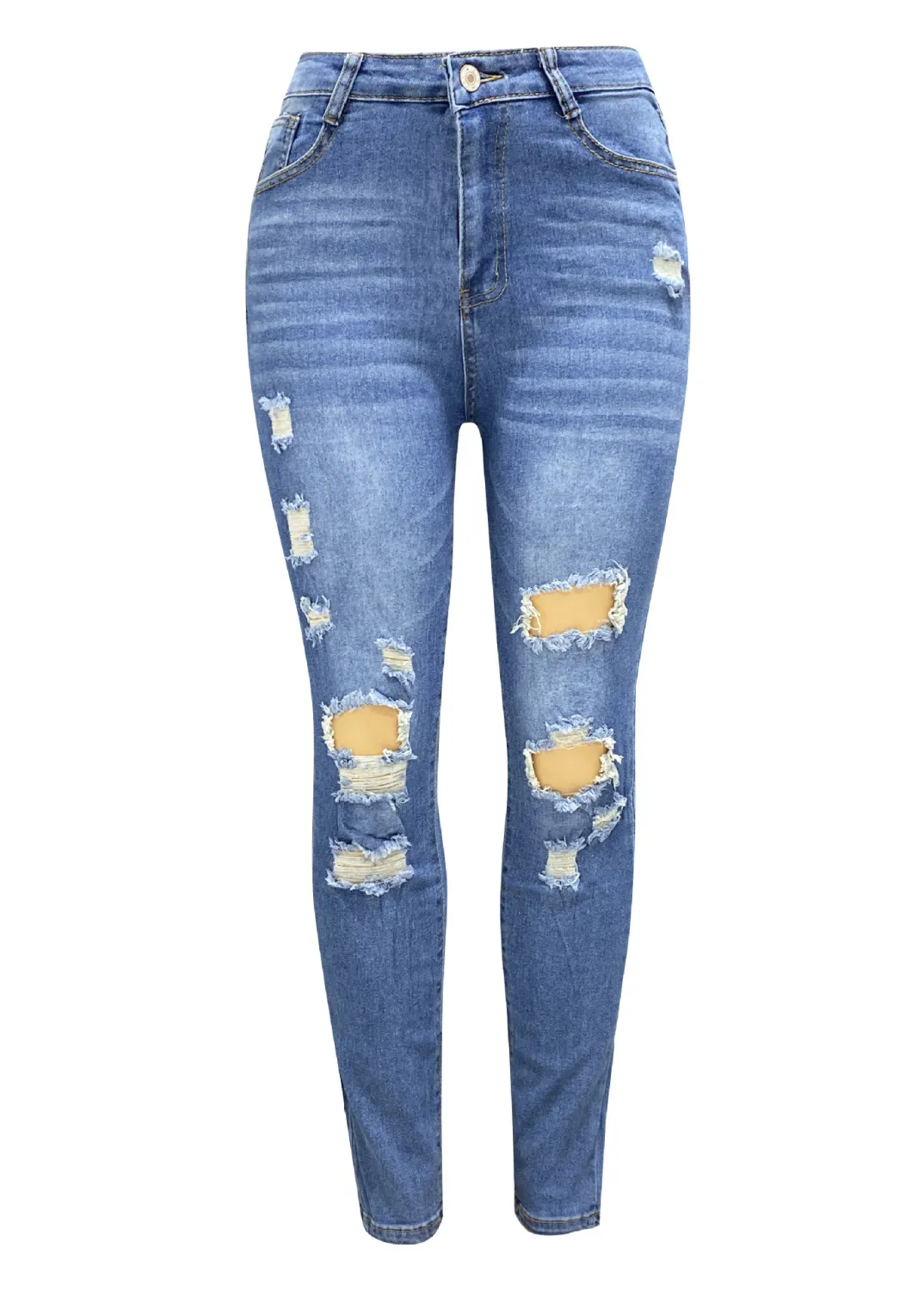 American Retro Ripped Straight Women's Denim Pants 5 American Retro Ripped Straight Women's Denim Pants - Image 3
