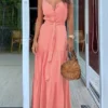Women'S Slim Waist Solid Strap Maxi Dress 2 Women'S Slim Waist Solid Strap Maxi Dress -Women Fashion Shop f8aac6c3ab5f9a92