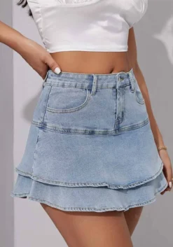 Women's Puff Skirt Fashion Stretch Washed Denim Skirt -Women Fashion Shop f95db8b0dc86ce8a