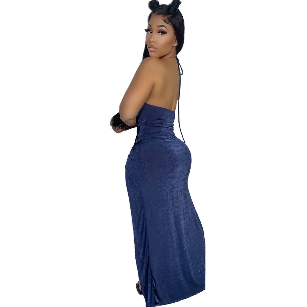 Women Sexy Backless Cut Out Slit Bodycon Dress