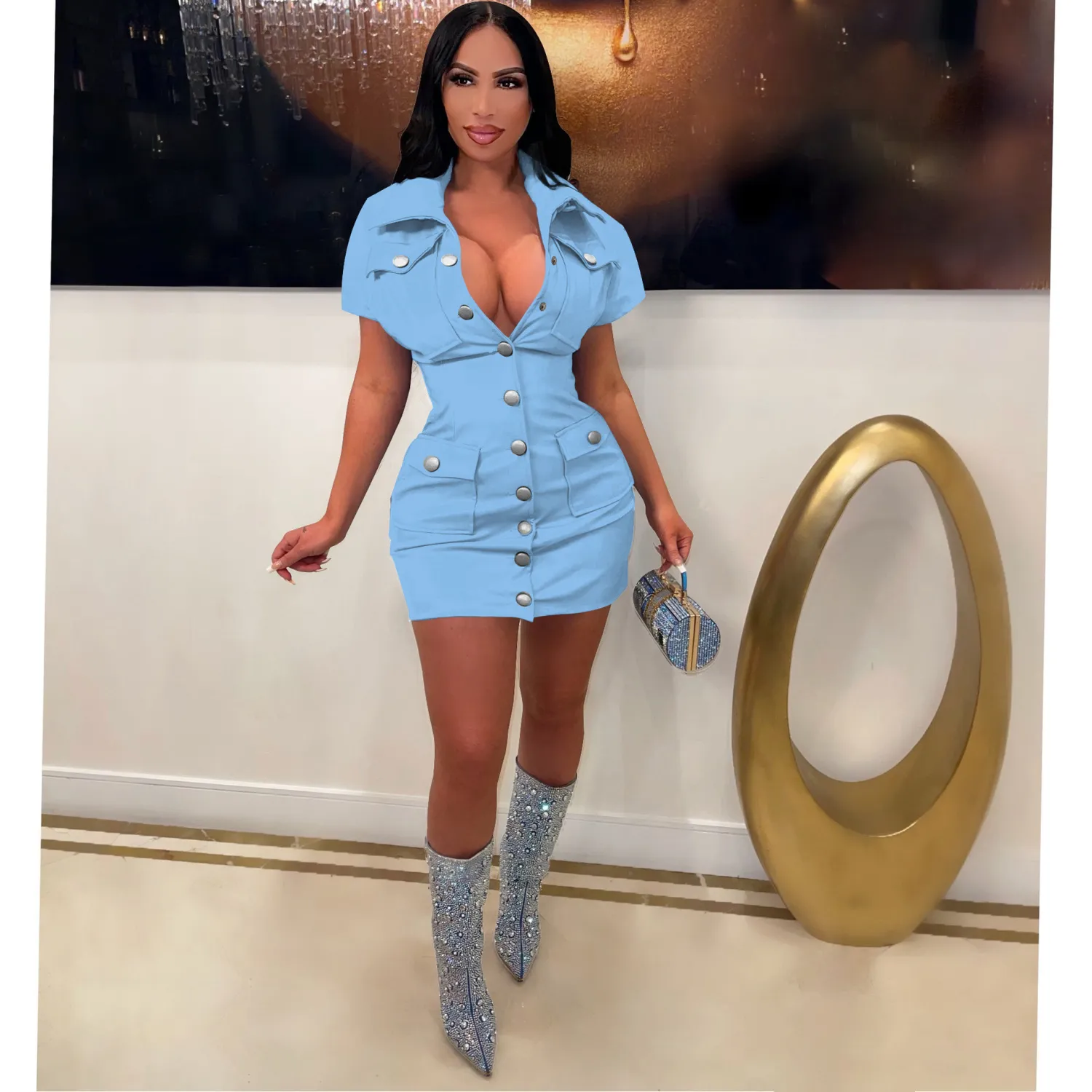 Women Style Pocket Summer Button Sexy Dress 18 Women Style Pocket Summer Button Sexy Dress - Image 16