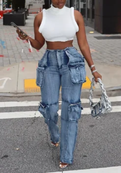 Stylish Casual Patchwork Multi-Pocket Denim Pants 29 Stylish Casual Patchwork Multi-Pocket Denim Pants -Women Fashion Shop f9c9a87f56d42621