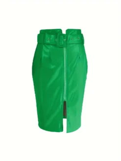 Women Casual Slit High Waist Pu Leather Skirt -Women Fashion Shop fabfc46360976af8