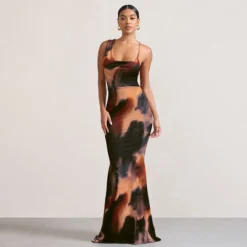 Women's Summer Chic Elegant Print Slim High Waist Fishtail Long Dress -Women Fashion Shop fb1a9e7b7168cb1c