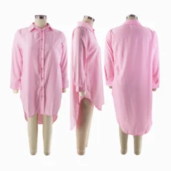 Ladies Long SOLid COLor Casual Chic Long Sleeve Shirt Dress Women -Women Fashion Shop fb3a2056664a2e2b