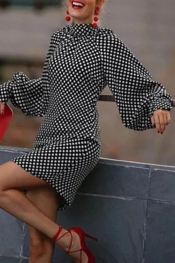 Spring And Autumn Fashionable Polka Dot Print Dress For Women -Women Fashion Shop fb3b9c679bb68d8d