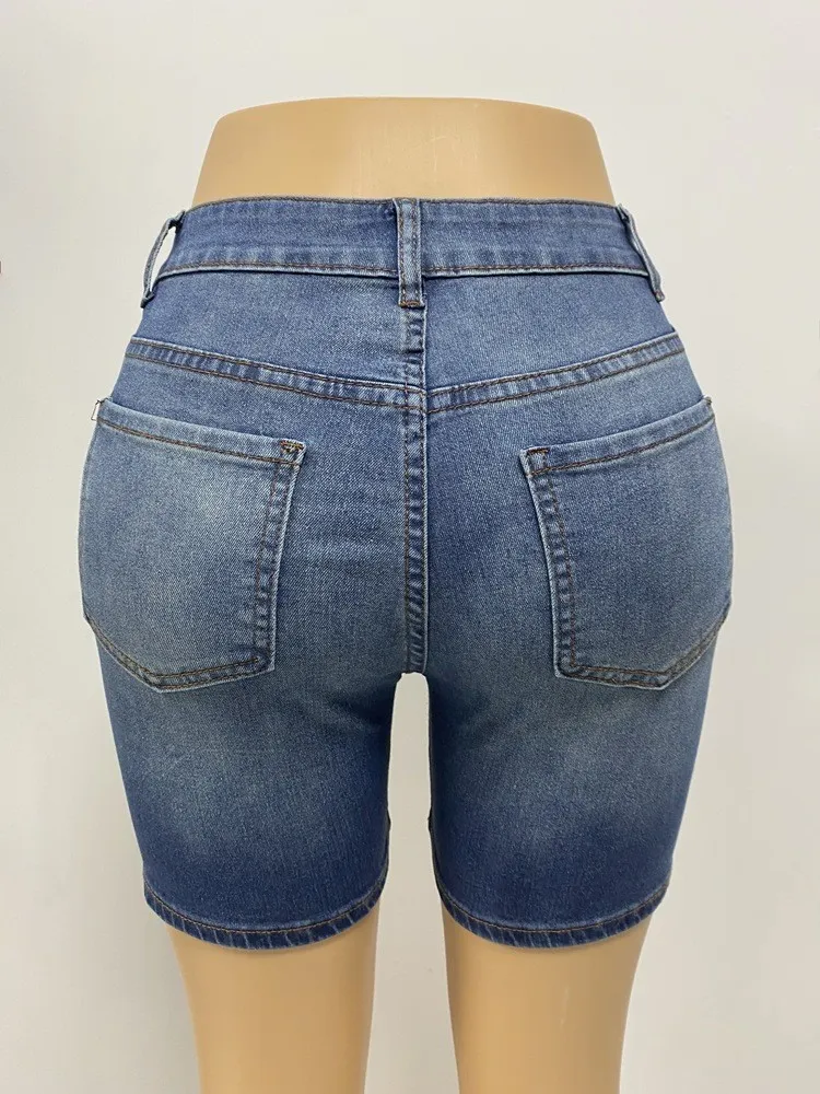 Summer Retro Slim Fit Women's Denim Shorts 8 Summer Retro Slim Fit Women's Denim Shorts - Image 6