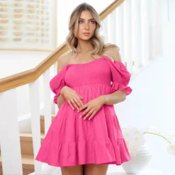 Women Sexy Ruffles Chic Cascading Ruffles Dress -Women Fashion Shop fc00930952fde530