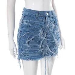 Women's Summer Bright Tassel Tight Fitting Non-Stretch Denim Skirt -Women Fashion Shop fc05c79e1e1ba3b6