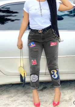 Autumn And Winter Women's Retro Trendy Fashion Embroidered Ripped Denim Pants -Women Fashion Shop fcd734fa83c75da4